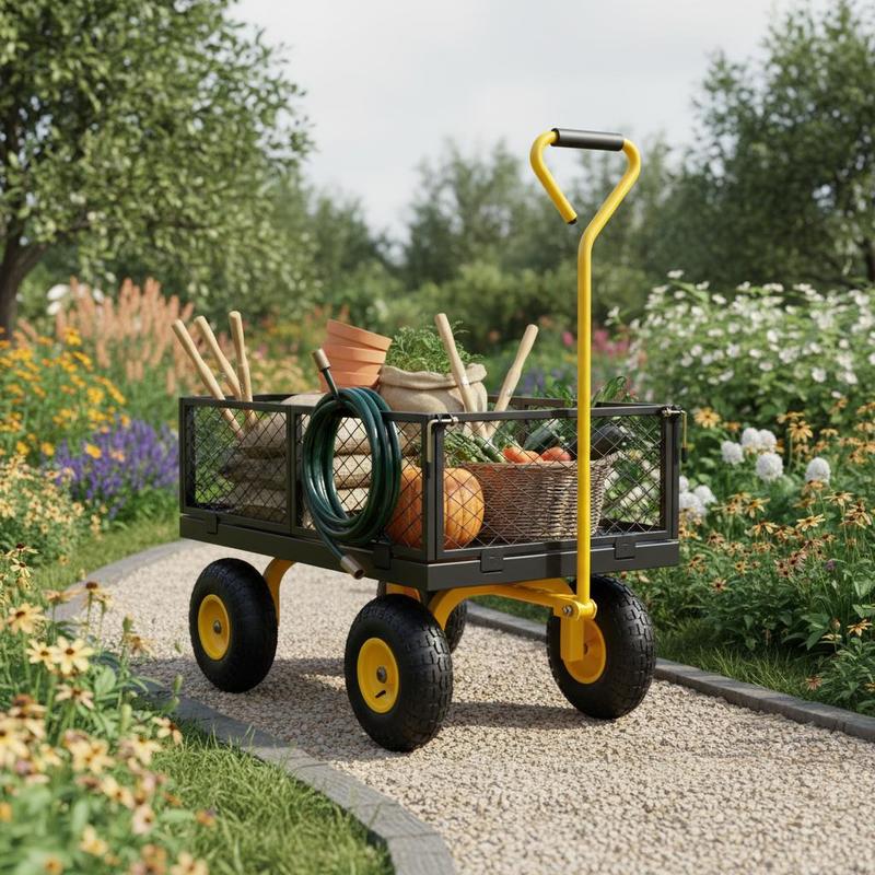 Steel Garden Cart 900 Lbs For  - Heavy Equipment Tires ulasan dan harga