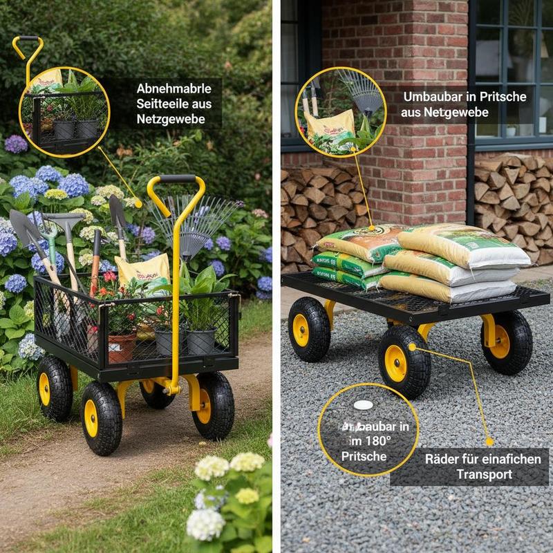 Steel Garden Cart 900 Lbs For  - Heavy Equipment Tires ulasan dan harga
