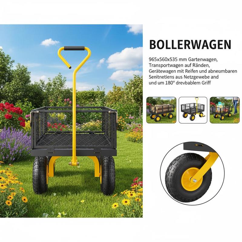 Steel Garden Cart 900 Lbs For  - Heavy Equipment Tires ulasan dan harga